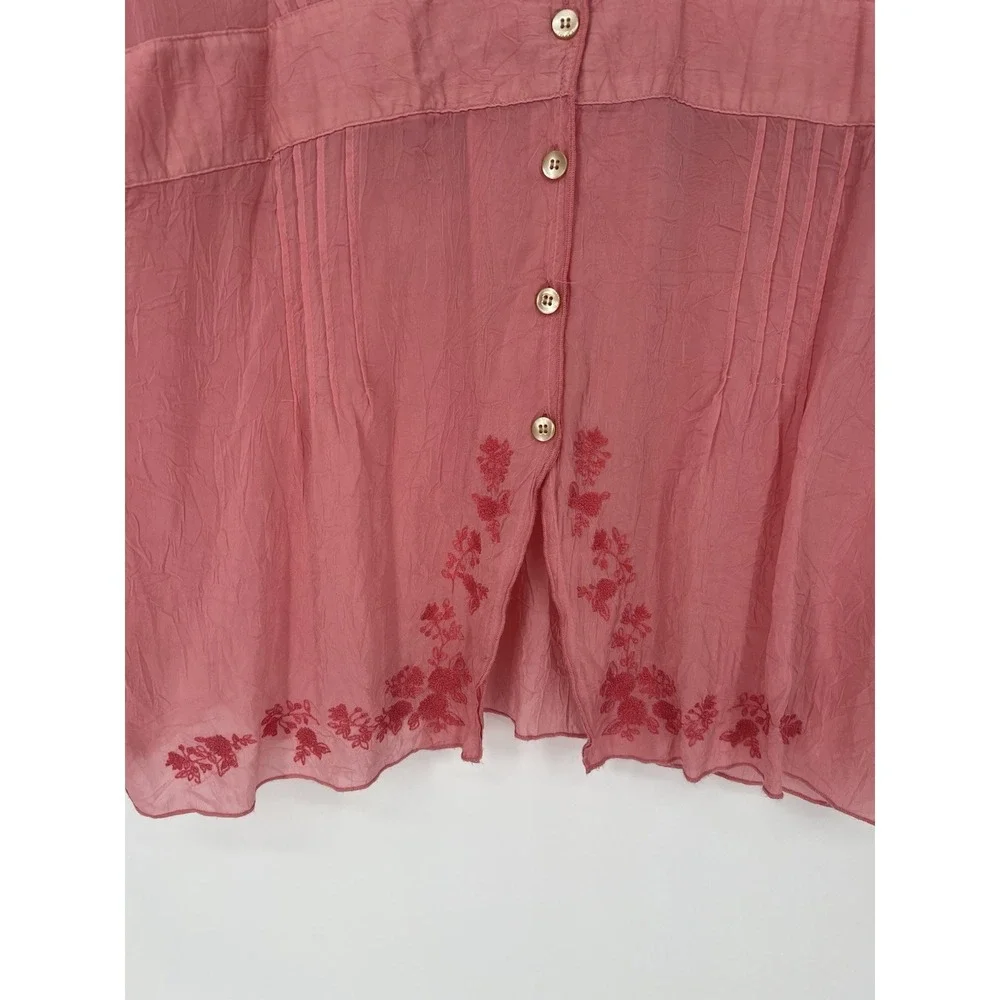 J‎ Jill Coral Pink Button Down Front Blouse Size M